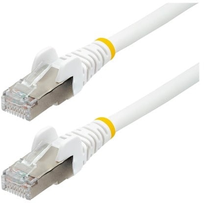 7.5m CAT6a Ethernet Cable - White - Low Smoke Zero Halogen (LSZH) - 10GbE 500MHz 100W PoE++ Snagless RJ-45 w/Strain Reliefs S/FTP Network Patch Cord - patch cable - 7.5 m - white
