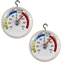 Lantelme 2 Stück Kühlschrankthermometer Spar-Set selbsklebend und Haken analog Kühlschrank Gefrierschrank Thermometer 2297