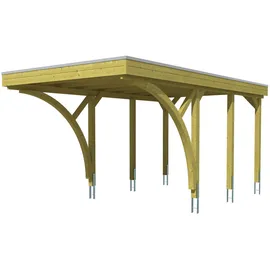 SKANHOLZ Friesland 3,14 x 5,55 m imprägniert inkl. 2 Einfahrtsbögen und Alu-Dachplatten