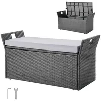 Vevor Gartenbank Sitztruhe Sitzbank Auflagenbox Kissenbox PE-Rattan 104x45x52cm