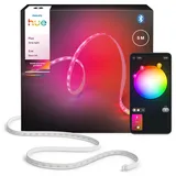Philips Hue Flux 5m LED-Lightstrip, 1200 lm, lebendige Farben, flexible Innenbeleuchtung, ChromasyncTM-Farbmischung, RGBWWIC, zuschneidbar, erweiterbar, wiederverwendbar, App- und Sprachsteuerung