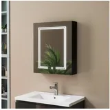 duschspa Spiegelschrank LED Badschrank mit Steckdose drei Lichtfarbe dimmbar Beschlagfrei Touch/Wandschalter, Weiß Matt/Schwarz Hochglanz, 50x70, 60x70 cm schwarz 50 cm x 70 cm x 15.1 cm