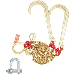 VEVOR 8mmx60cm G80 Abschleppkette J-Haken V-Kette Rückekette Kette 4898 kg