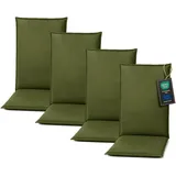 Pillows24 - Hochlehner Auflagen 4er Set - 120x50cm – 8cm Dick - Premium-Material 200gsm, UV- & Wasserabweisend | Sitzauflagen Hochlehner | Gartenstuhlauflagen für Gartenmöbel | Dunkelgrün