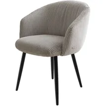 DeLife Polsterstuhl Caja-Flex, mit Armlehnen 4-Fuß konisch Schwarz Cord Silbergrau Taschenfederkern grau|silberfarben 63 cm x 83 cm x 60 cm