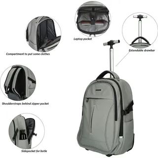 Christian Wippermann Business Laptoptrolley Pilotentrolley mit Notebookfach inkl Grau - Grau
