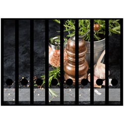 Wallario Etiketten Salz und Pfeffer mit Knoblauch und Rosmarin, Ordnerrücken-Sticker in verschiedenen Ausführungen schwarz 3.5 cm x 30 cm