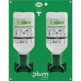 PLUM SAFETY APS Augenspülstation 2x0,5l H290xB228xT80ca.mm Haltbarkeit 3 Jahre(ungeöff. Flasche)