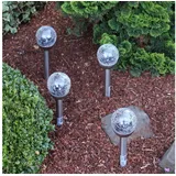 technik@all Best Season LED Solar-Stäbe mit Kugel 4-er Set silber