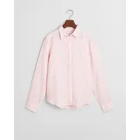 GANT Damen REG Linen Striped Shirt Bluse, Geranium PINK,