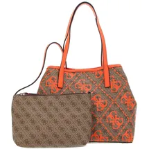 GUESS Schultertasche Vikky Large Tote Latte Logo / Orange