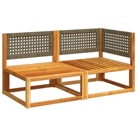 vidaXL Gartensofa mit Kissen 2-Sitzer Massivholz Akazie & Rattan