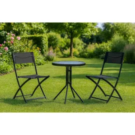 Tadar Gartenmöbel Set 3-tlg. Schwarz