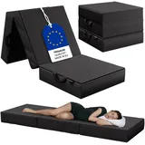 bellamio Lomme Premium Klappmatratze Schwarz – Gästematratze klappbar, extra hoch 15 cm – Faltmatratze 75x195 cm – Reisematratze waschbar – Faltbare Matratze mit Tragegriffen – Bandscheibenwürfel
