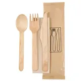 Duni Messer, Gabel, Löffel, braune Serviette, 16/16,5/16 cm Natürlich, 250 Stk/Krt (250 x 1 Stk)