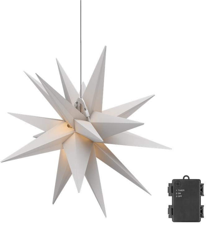 Goobay LED-Weihnachtsstern 3D, Ø 56 cm, batteriebetrieben - Außenstern mit Timer und 18 Zacken, warmweiß (3000 K), aus wetterfestem Kunststoff (IP44), Kabel 2 m