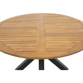 DEGAMO Madeira Gartentisch Ø 130 x 74 cm Braun/Grau