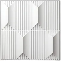 Art3dwallpanels PVC 3D Wandpaneel für Innenwand Dekor in Weiß, Wanddekor PVC Panel, 3D Strukturierte Wandpaneele 12 Stück Fliesen 50 x 50cm