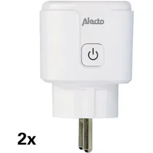 Alecto SMART-PLUG20 - Smarter WLAN-Zwischenstecker mit Stromzähler, 16 A, 3680 W, 2er-Pack, Weiß