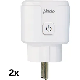 Alecto SMART-PLUG20 - Smarter WLAN-Zwischenstecker mit Stromzähler, 16 A, 3680 W, 2er-Pack, Weiß