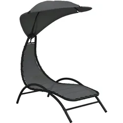 vidaXL Sonnenliege mit Dach Dunkelgrau 167x80x195 cm Stoff & Stahl