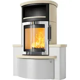 Kaminofen HARK 44-5.34 GT ECOplus 8 kW - Ofenkacheln: Quarz-Weiß - Korpus: graphit/verchromt