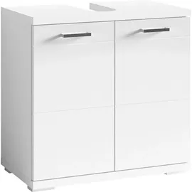 byLIVING Waschbeckenunterschrank Nebraska Breite 60 cm, mit Hochglanzlackierung und verchromten Metallgriffen, weiß