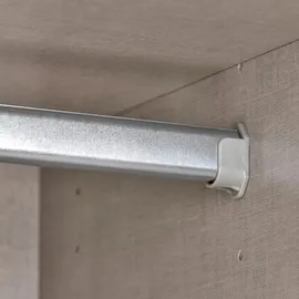 Rauch Möbel Drehtürenschrank, Kleiderschrank, 3-türig, 2 Schubkästen, Grau-metallic, Schwarz, Push-to-open, Griffprofil grau-metallic, 136x197x54 cm