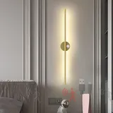 GZZBMY Wandleuchte LED mit Akku 360° Drehbare Wandlampe mit Bewegungsmelder USB Aufladbare Wandlicht Kabellos Warmes Licht Für Schlafzimmer Wohnzimmer Arbeitszimmer (kabellos 80cm,Gold)