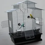 60 cm Vogelkäfig Vogelbauer Wellensittich Kanarien Voliere Vogelhaus Iza 2 ohne - schwarz