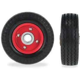 Relaxdays Roller, Rad im 2er Set, Vollgummi, Stahlfelge, Ersatzrad, pannensicher, 50 kg, schwarz/rot