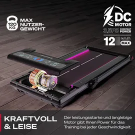 Sportstech Laufband sWalk Plus, bis 12 km/h, platzsparend, Klappfunktion, Fitness-App kompatibel, bis 120 kg