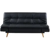 vente-unique Schlafsofa Zarina 3-Sitzer, Kunstleder, Schwarz