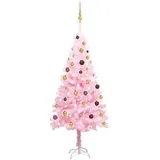 vidaXL Künstlicher Weihnachtsbaum mit LEDs Kugeln Rosa 180 cm PVC Modell 1