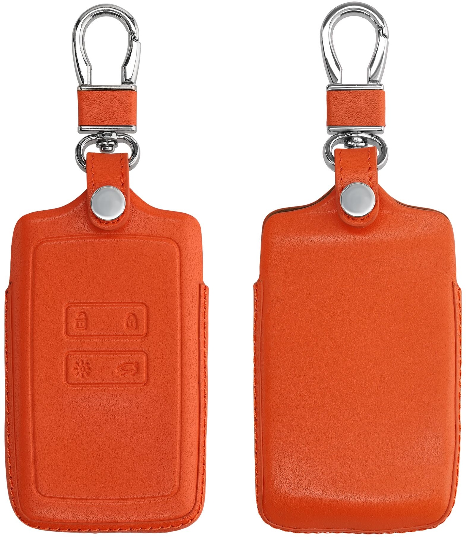 kwmobile Autoschlüssel Hülle kompatibel mit Renault 4-Tasten Smartkey Autoschlüssel (nur Keyless Go) - Leder Schutzhülle Schlüsselhülle Orange