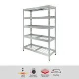 AR Shelving Schwerlastregal Rivet Wire  (H x B x T: 180 x 120 x 45 cm, Traglast pro Boden: 225 kg, Anzahl Böden: 5 Stk., Stecken, Silber)