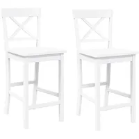 VidaXL Barhocker 2 Stk. Weiß Massivholz Gummibaum