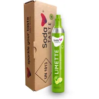 SodaTASTE CO2-Zylinder tauschen (Refill) für Wassersprudler, mit natürlichem Limetten-Aroma, ohne Sirup, für bis zu 60l gesprudeltes Wasser mit Geschmack, zuckerfrei (ACHTUNG: Leerzylinder benötigt)