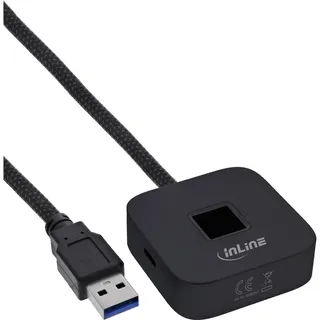 InLine USB Fingerabdruckscanner mit Hub, Windows Hello kompatibel 1,5m schwarz