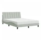 vidaXL Bett mit Matratze Hellgrau 120x200 cm Samt