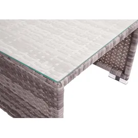 Mendler Poly-Rattan Garnitur HWC-J36, Balkon-/Garten-/Lounge-Set Sitzgruppe Sofa grau, Kissen schwarz