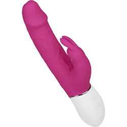 Geaderter Silikon-Rabbit, 21 cm, neon-pink | weiß