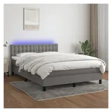 vidaXL Boxspringbett mit Matratze & LED Dunkelgrau 140x200 cm Stoff