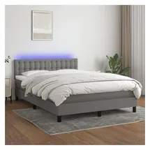 vidaXL Boxspringbett mit Matratze & LED Dunkelgrau 140x200 cm Stoff