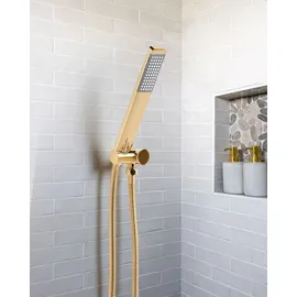 Beliani Handbrause Gold Metall Rechteckig Stab 1 Strahlart Modern Klassisch Duschkopf Badezimmer Stabhandbrause Stabbrause