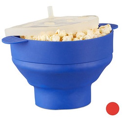 relaxdays Popcornmaker für Mikrowelle 14,5 cm hoch blau