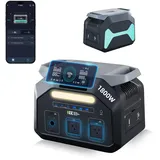 IEETek P1800 Tragbare Powerstation, 1024Wh LiFePO4-Akku, 1800W (3600W Spitzenleistung) AC-Steckdose Powerbank, 1-Stunde-Schnellladung Lithium-Solargenerator, <10 ms UPS, für den Haushalt