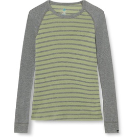 Odlo Kinder Funktionsunterwäsche Langarm Shirt mit Streifen Print Active Warm ECO, odlo steel grey melange - matte green, 128