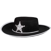 Boland 04030 - Kinderhut Sheriff schwarz, silberner Stern, Cowboy, Kordel, Karneval, Fasching, Halloween, Mottoparty, Verkleidung, Theater