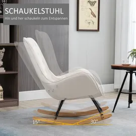 Homcom Schaukelstuhl Gummiholz, Leinen
